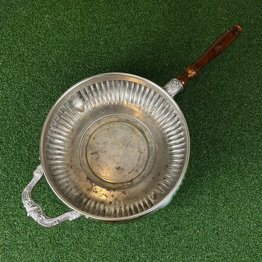 Vintage Sheridan Taunton Silverplate Chafing Serving Dish Wood Handle 22